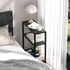 2-Tier Narrow Side Table for Small Space, Small End Table with Shelf Holder, Slim Nightstand, Skinny Snack Couch Table