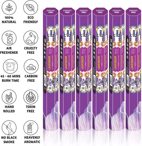 Lavender Incense Sticks Pack of 120, Natural Aromatherapy for Relaxation, Meditation & Air Purifying Gift Set