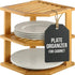 Plate Organizer for Cabinet - 3 Tier Bamboo Corner Shelf Cabinet Organizer