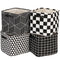 Sea Team Foldable Large Square Black and White Geometric Storage Bins, 100% Natural Linen & Cotton, Set of 4