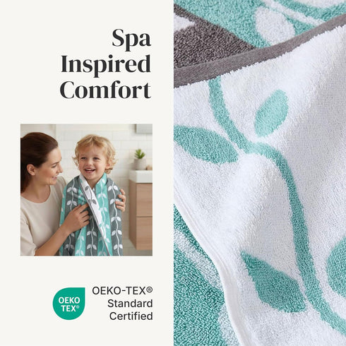 6-Piece 100% Set 2 2 2 Modern Threads Natural Vine Cotton Towel Yarn Dyed Jacquard Includes Bath Towels, Hand Towels