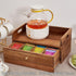TREELF 8 Countertop Acacia Wood Tea Bag Organizer with Drawer - Tea Station Chest and Storage Box, Coffee and Teabag
