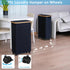 Slim Rolling Laundry Basket with Lid and Removable Bag, 75L Narrow Dirty Clothes Basket with Wheels (Black)