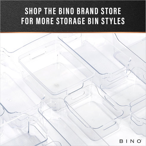 BINO Plastic Storage Bins, Medium - Shallow | THE HANDLER COLLECTION | Multipurpose Organizer for Kitchen Pantry, Clear
