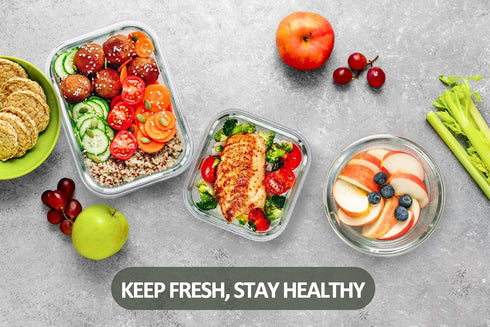 M MCIRCO 24-Piece Glass Food Storage Containers, Upgraded Snap Locking Lids, Airtight Meal Prep Containers Set