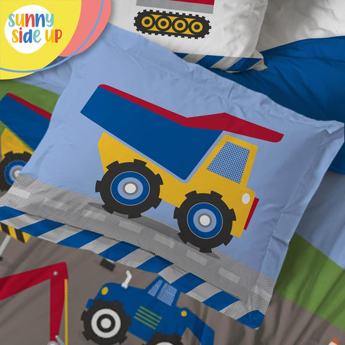 Set 5 Set Sunny Side Up Construction Zone Twin Comforter - Piece Kids Bedding Includes Comforter, Sheets & Pillow Cover