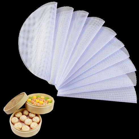 10Pcs Round Silicone Steamer Liners, 11inch Non-stick Mesh Mat for Home Kitchen Cooking