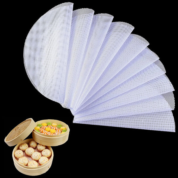 10Pcs Round Silicone Steamer Liners, 11inch Non-stick Mesh Mat for Home Kitchen Cooking