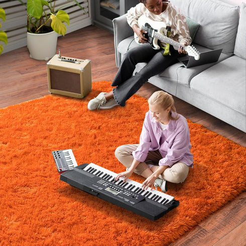 Super Fluffy Rug for Bedroom, 4x6 Feet Modern Shag Orange Area Rugs, Soft Plush Carpet for Kids and Teens