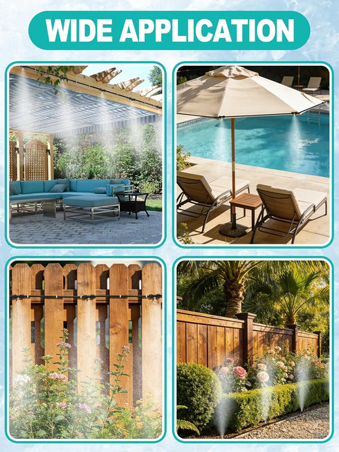 Summer 39.4ft 3/4" 11 Nozzles, Pre-Assembled Chicken Coop Misting System for Cooling - Leak-Resistant Mist Hose Kit
