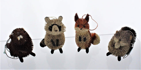 3.5 to 6-Inch Buri Woodland Animal Ornament Set, 4 Assorted Styles