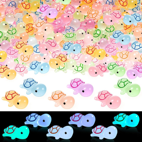 SYWHXY 488PCS Luminous Mini Resin Turtles Miniature Turtles Animals Glow in The Dark