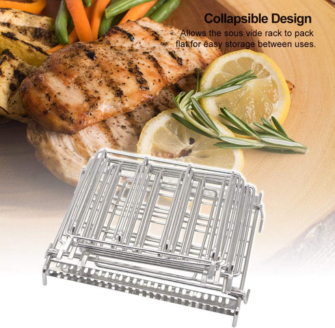 TRIROCK Collapsible Stainless Steel Sous Vide Rack: 5 Adjustable Dividers for Most 12 Qt Containers, Great for Cooking