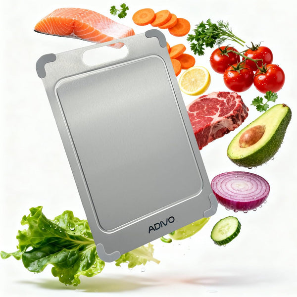 ADIVO 100% Pure Titanium Cutting Board for Kitchen, Double-Sided Titanium Cutting Board with