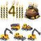 Number 4 Construction Birthday Candles, 12 Pcs Construction Cake Toppers Set, Digger