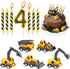 Number 4 Construction Birthday Candles, 12 Pcs Construction Cake Toppers Set, Digger