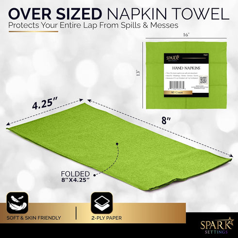 Amcrate Dinner Napkins Disposable Guest Towels, Kiwi Beverage Napkins, 8 x 4.5 , Pack of 40