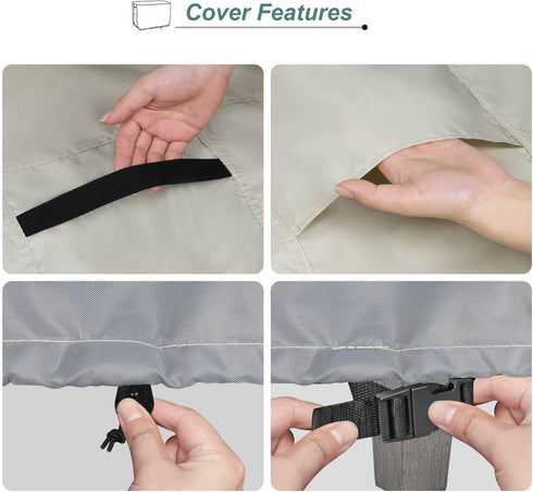 18L 18W 17H inch Patio Ottoman Cover, Waterproof Outdoor Square Furniture Cover for Side & End Table x x