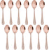E-far 12-Piece Copper Coffee Spoons, 6-Inch Stainless Steel Espresso Spoons with Hammered Design & Mirror Finish