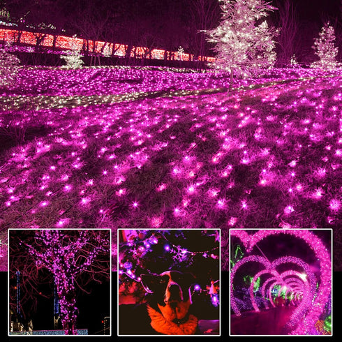 Set 300Count Bulb Ultra-Bright Connectable Pink Christmas Light Incandescent Mini String Light for Indoor Outdoor