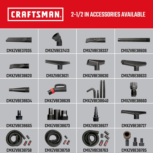 CMXZVBE38633 2-1/2 14 inch 2-1/2 CRAFTSMAN in. Floor Brush Wet Dry Vac Attachment, Industrial-Grade Wide Shop Vacuum