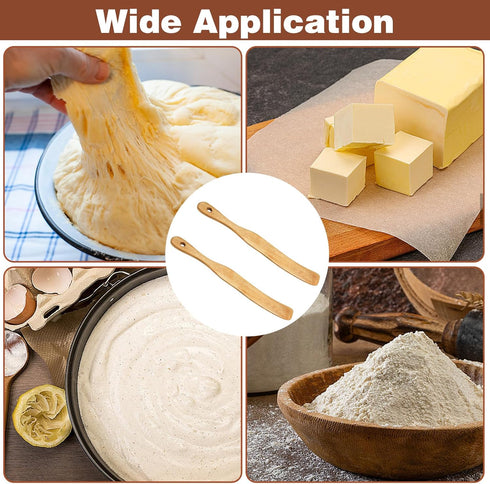 2Pcs Wooden Spatula for Cooking, Sourdough Spurtles Kitchen Tools with Hanging Holes for Dough Stirring