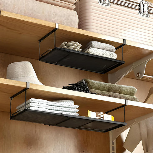 1 Pack 0.94 Inches Expandable Under Cabinet Shelf, Under Shelf Basket with Thick Clips for Kitchen Cupboard, Metal