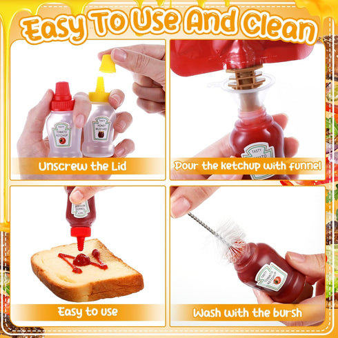 16 Bottles,25ML pcs Mini Ketchup Condiment Squeeze Bottles Plastic Sauce Container for Kids Lunch box Portable