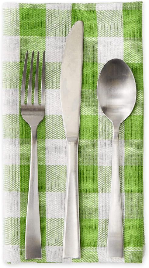 DII Checkered Tabletop Collection Napkin Set, 100% Cotton, Machine Washable, 20x20, Green Apple, 6 Piece