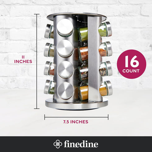 16 Pack FineDine: Stainless steel round spice rack
