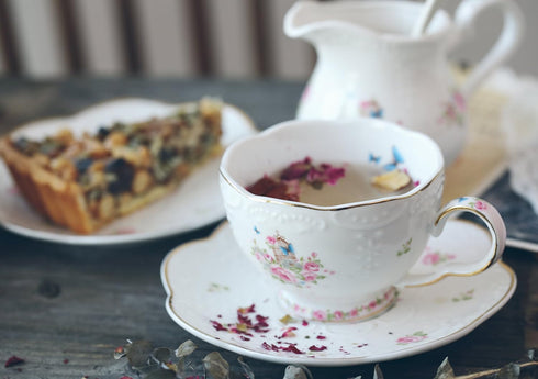 7 Oz Sets Set-Coffee Set FD-TCS11 (Set 6) Jusalpha Porcelain Tea Flower Series Tea Cup and Saucer Cup with Saucer