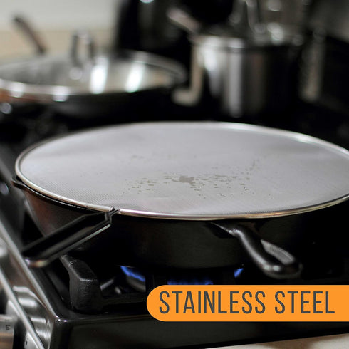 Set of 3 Classic 13" Splatter Screens, Stainless Steel Fine Mesh with Comfort Grip Handles for Safe Cooking Splash