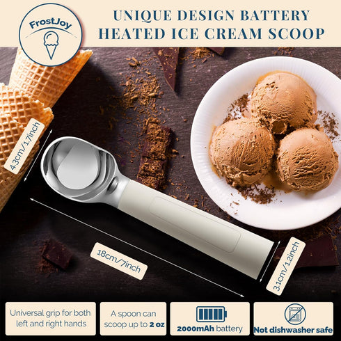 158F IP67 2 oz) Heated Ice Cream Scoop Rechargeable, Electric Warming Ice Cream Scooper with LED Display, Heats