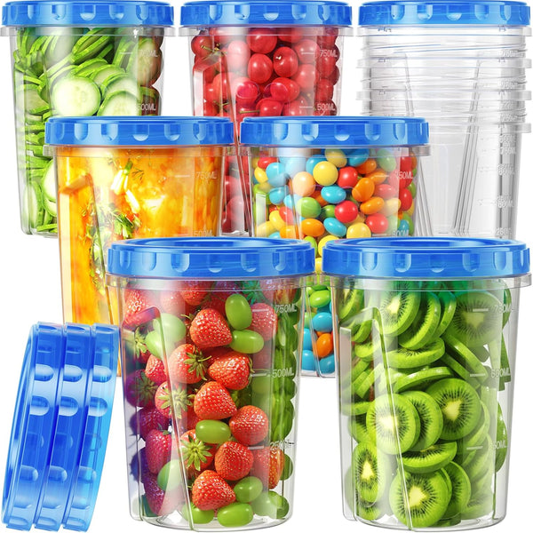 Canfanni 10 Pack-33oz Freezer Storage Containers Set, Plastic Food Storage Containers with Twist