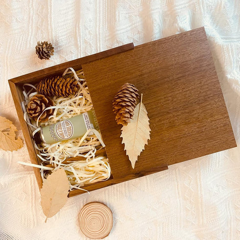 6.73x6.73x1.38inch) Wood Gift Box with Sliding Top, JBOS Discrete Sliding-Lid Wooden Boxes Photo Box Wedding Memory Box