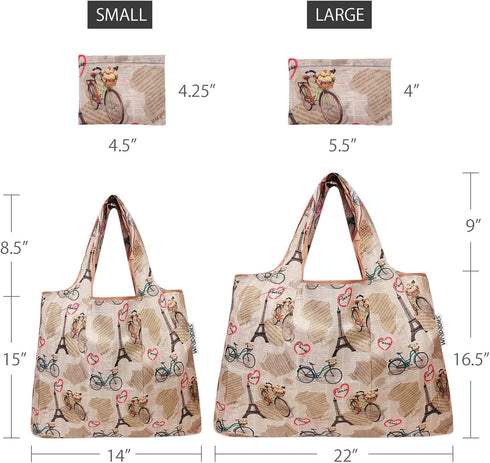 Large Reusable Nylon Grocery Tote Bag - Foldable Design
