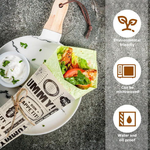 Newsprint Wax Paper Sheets, Newspaper Theme Food Wrap Paper, Grease Resistant Tray Liners for Home Kitchen Baking