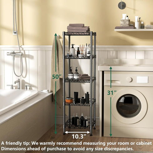 5 11.8 11.8 50 (5-Tier, GIOTORENT Tier Standing Shelving Metal Units, Adjustable Height Wire Shelf Display Rack