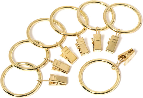 Metal Curtain Clip Rings (2 Inch Interior Diameter) - Set of 14 in Gold