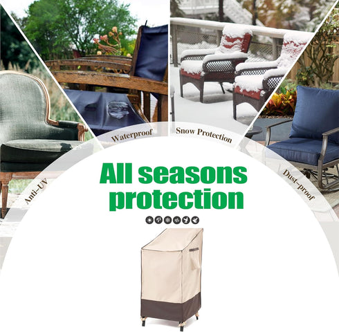 4 27" 34" 41" 1Pack F&J Outdoors Waterproof Anti-UV Heavy Duty High Back / Stackable Chairs Cover, W x D x H