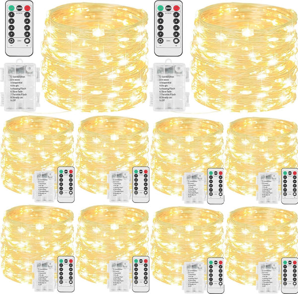 Beieverluck 10 Pack 33FT 100 LED Fairy Lights Battery Operated Fairy Lights with