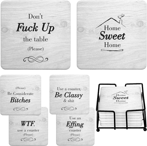 White Elephant Gifts for Adults, Funny Coasters with Holder for Secret Santa, Gag Gifts, Birthday Presents