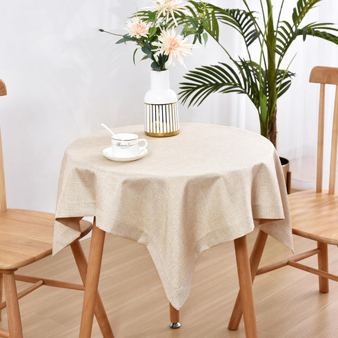 Wolkemer 36x36 Inch Faux Linen Small Square Tablecloth, Heavy Duty Beige Table