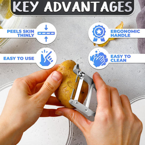 Vegetable Peeler, Multifunctional Stainless Steel Potato Peeler with Ergonomic Handle for Easy Use