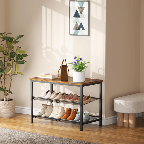 3-Tier accommodate 10-12 Shoe Rack for Entryway, Metal Shoe Rack with Storage Shelves and Spacious Top, Adjustable, It
