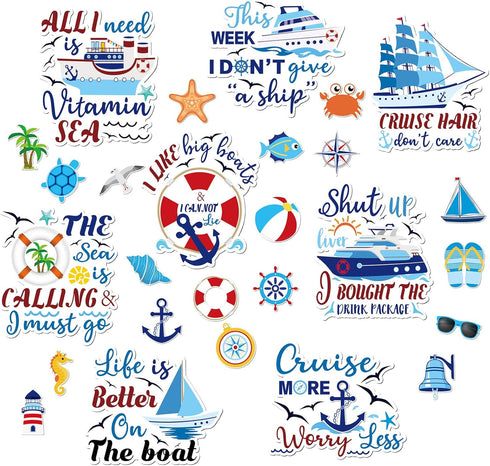 27 Pcs Cruise Door Magnets, Funny Sea Navigation Refrigerator Stickers for Cruise Ship Door Decor and Cabin Party