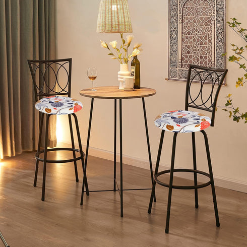 Pack 4 Counter Deisy Dee of Polyester Round Bar Stool Covers - Printed Design, Stretchable and Washable - Perfect