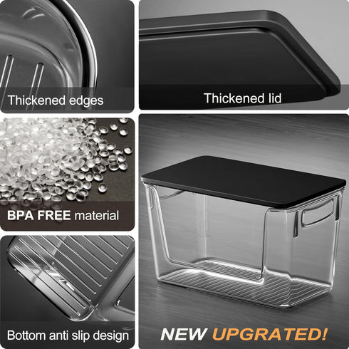 Countertop Pantry Organizers Storage, Under Sink Organizer Trash Bag Holder with Bamboo Lids Large Capacity Clear