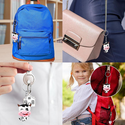 MTLEE Cow Party Favors Cute Rubber Cow Keychain, Farm Laughing Cow Animal Baby Keychains for Boys Girls Teens School