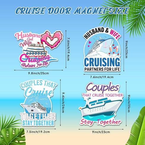 Hoteam 4 Pcs Large Cruise Door Decorations Magnetic Husband and Wife Cruise Door Magnets Decor Waterproof Cruise Ship Anchor Life Preserver Ring Magnets Refrigerator Magnets for Cabin Stateroom